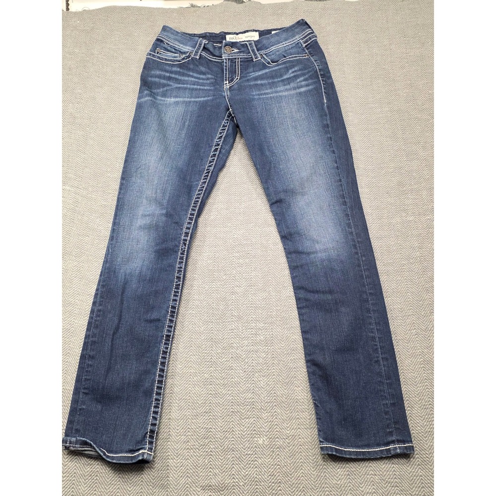 BKE Denim Harper Jean Women Size 29x31.5 Dark Wash Straight Embellished Pocket‎